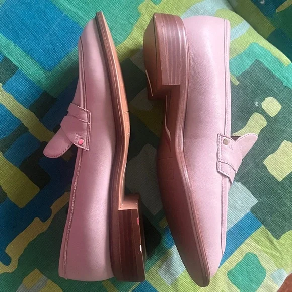 Franco Sarto Edith 2 penny loafer light pink leather wide almond toe block heel - Picture 3 of 16